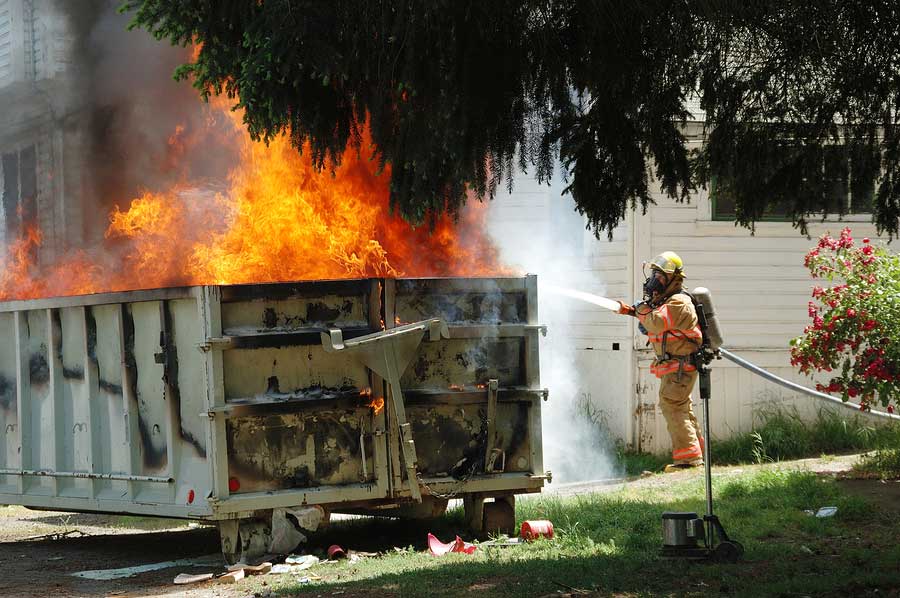 Dumpster on fire