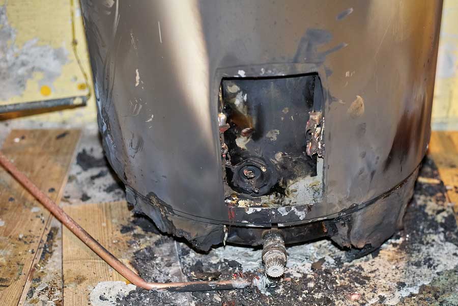 Water heater after fire