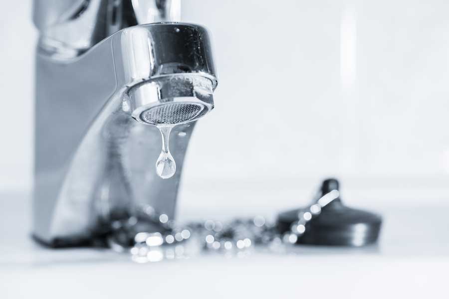 faucet in bathroom running water